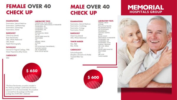 MALE and FEMALE OVER 40 CHECK UP , Memorial Hospital