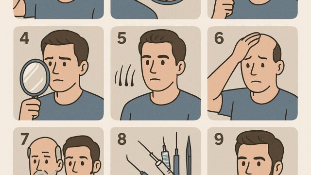 A side-by-side image showing a skeptical man before a hair transplant and the same man smiling with a full, natural-looking head of hair after the procedure.