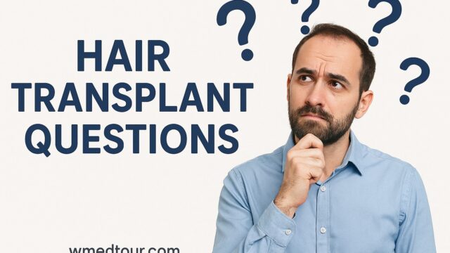 Patient consulting with surgeon about hair transplant questions