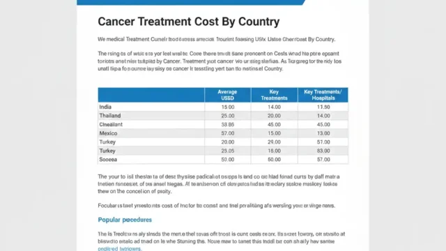 Cancer Treatment Cost by Country
