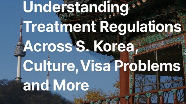 Traditional Korean temple with N Seoul Tower in the background, symbolizing South Korea’s culture, healthcare, and legal travel aspects.