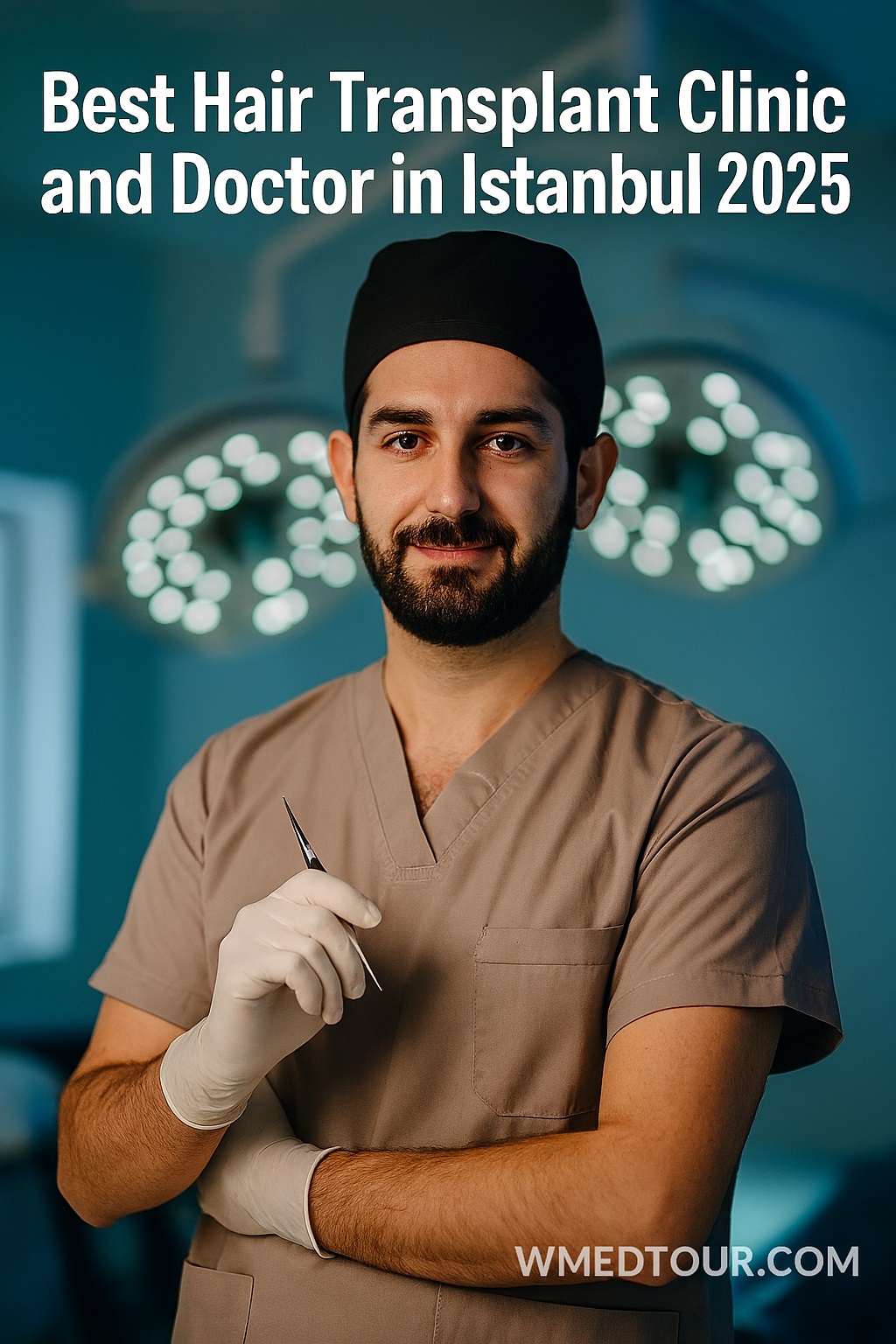 Hair transplant surgeon in Istanbul holding surgical tool, representing 2025 procedure costs