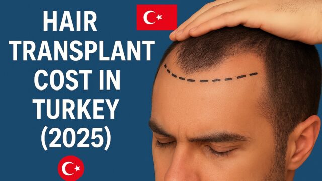 Close-up of a man's head with a marked hairline, representing hair transplant procedures in Turkey, 2025
