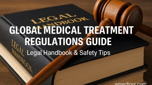 Legal handbook and judge’s gavel symbolizing global medical treatment regulations