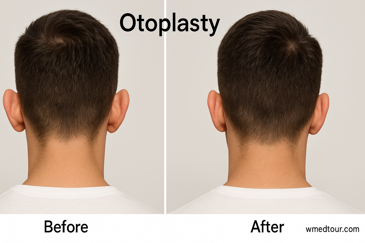 Before and after otoplasty showing ear reshaping results – wmedtour.com