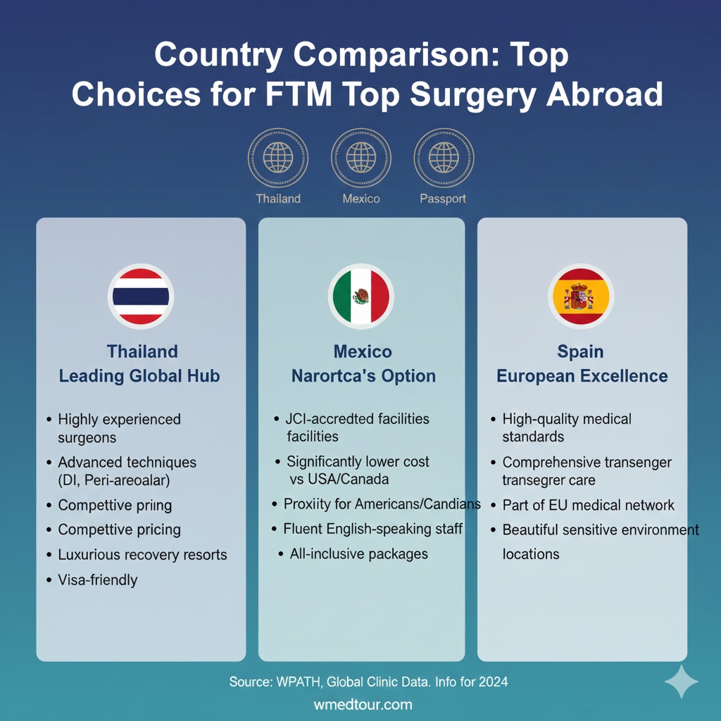 Visual summary infographic contrasting the high cost and long wait times for complex spinal surgery in the USA/UK with the significant cost savings and immediate availability in international medical tourism destinations.