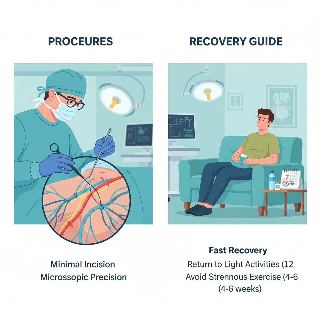 Varicocelectomy, Varicocele repair, scrotal vein surgery, embolization for varicocele.