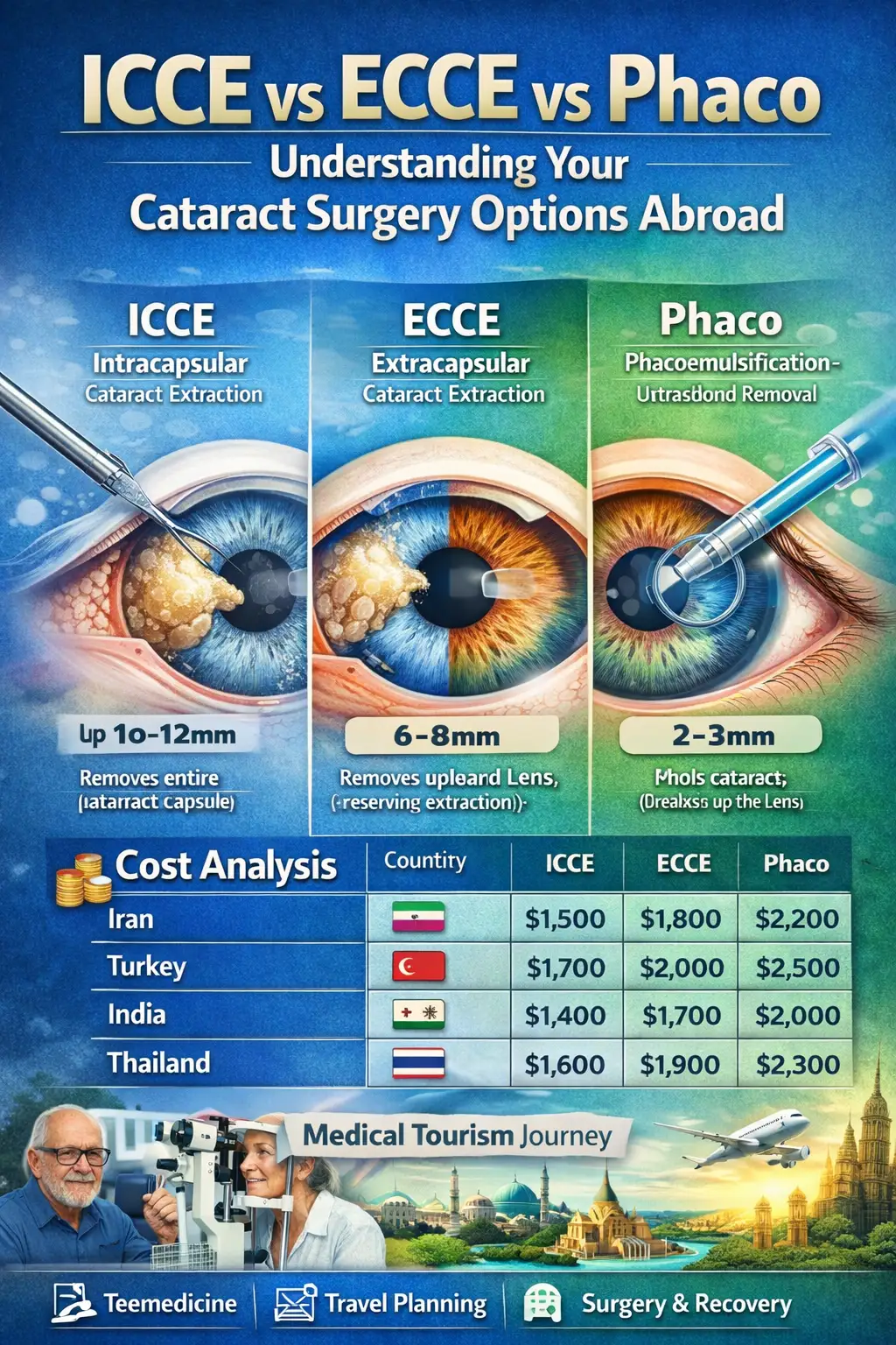 ICCE vs ECCE vs Phaco Cataract Surgery Abroad