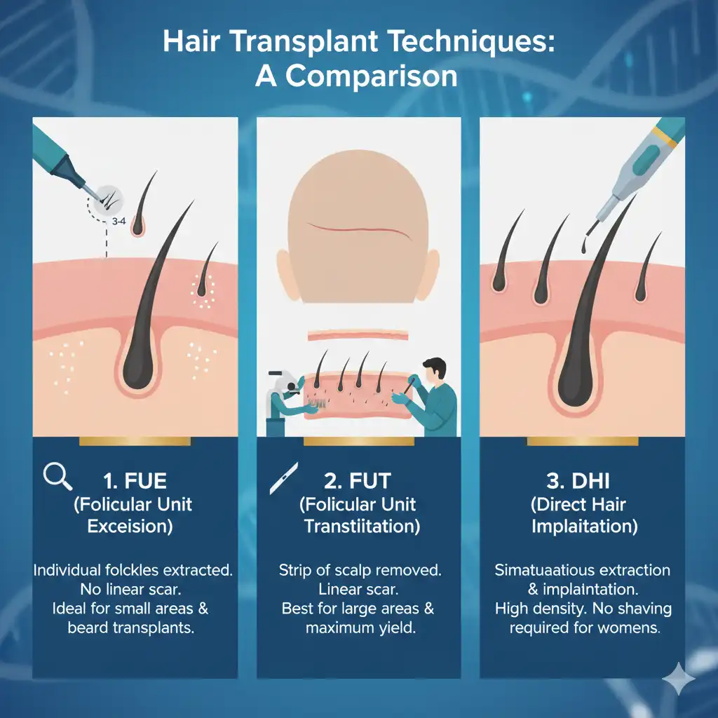 The hair growth cycle stages Anagen, Catagen and Telogen